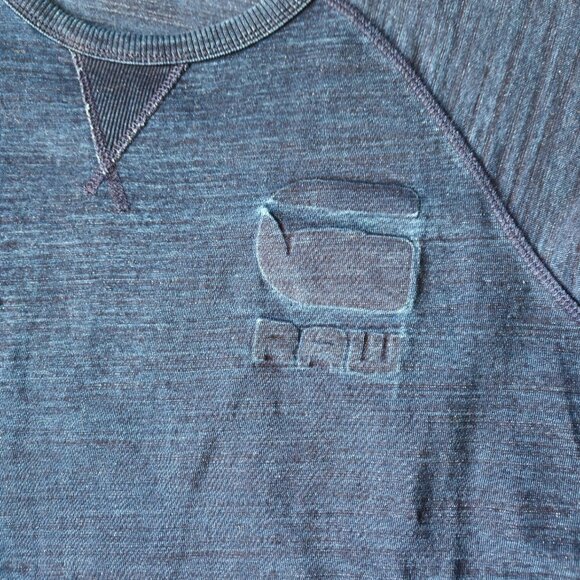 G STAR RAW MENS LIGHTWEIGHT LONG SLEEVE PULLOVER SWEATSHIRT BLUE LOGO SIZE XXL - Picture 3 of 9